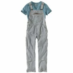 Carhartt Women's Rugged Flex Relaxed Fit Denim Railroad Stripe Bib Overall -Outlet B&W Store 10518198x1068317 vAlt4